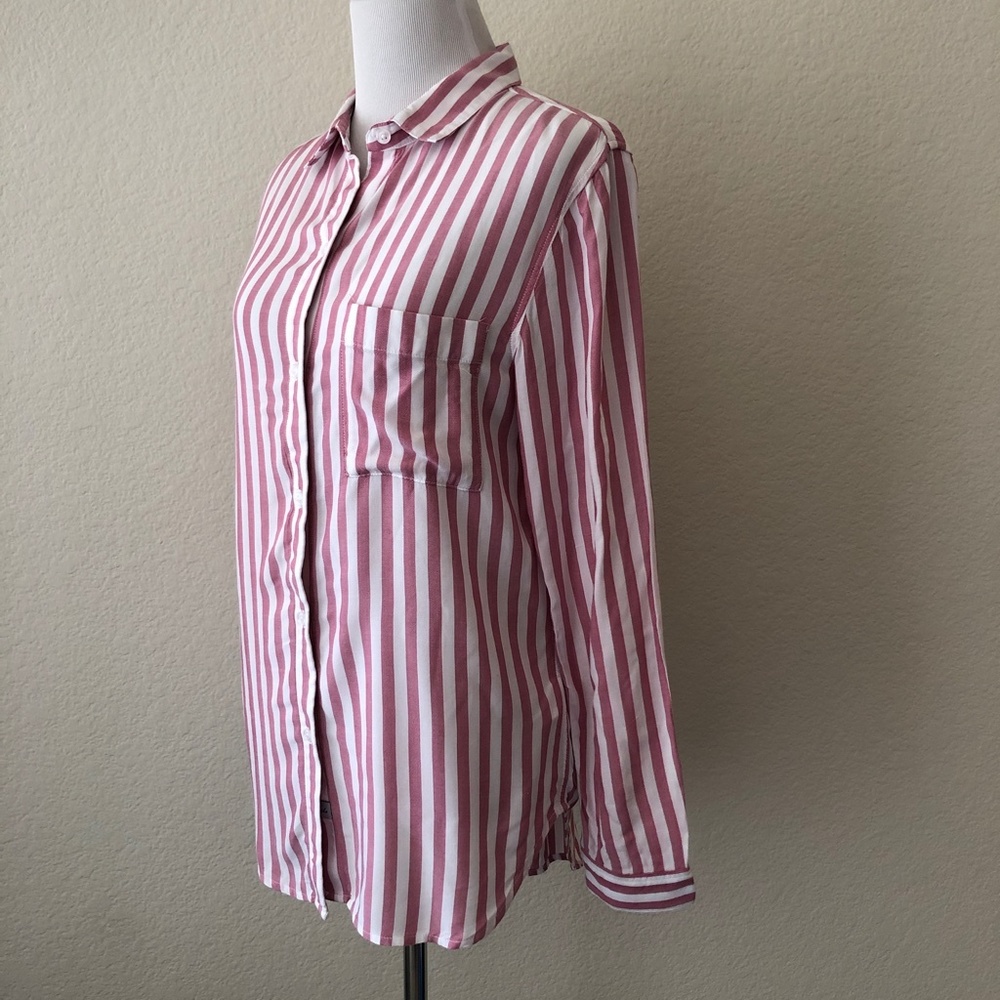 Rails Aly Button Up Top Blouse Striped Garnet Xs - image 3